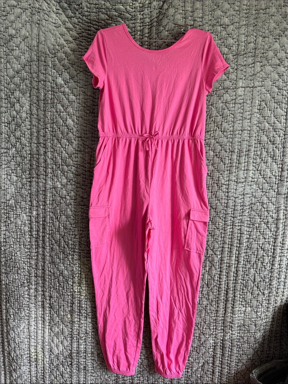 wonder nation Pink Short-Sleeve Cargo Jumpsuit